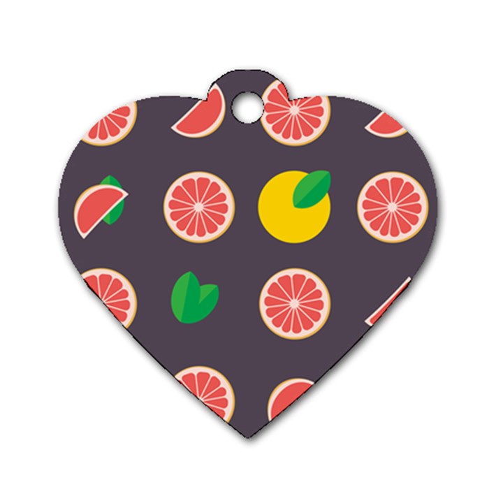 Wild Textures Grapefruits Pattern Lime Orange Dog Tag Heart (One Side)