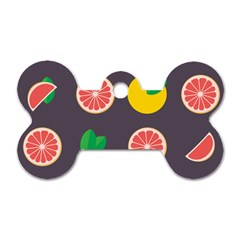 Wild Textures Grapefruits Pattern Lime Orange Dog Tag Bone (two Sides)