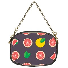 Wild Textures Grapefruits Pattern Lime Orange Chain Purses (two Sides) 