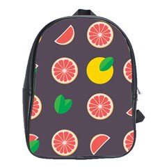 Wild Textures Grapefruits Pattern Lime Orange School Bag (large)