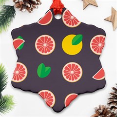 Wild Textures Grapefruits Pattern Lime Orange Snowflake Ornament (two Sides) by Mariart