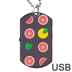 Wild Textures Grapefruits Pattern Lime Orange Dog Tag Usb Flash (one Side)