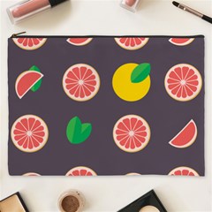 Wild Textures Grapefruits Pattern Lime Orange Cosmetic Bag (xxxl) 