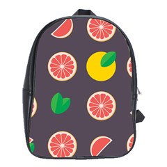 Wild Textures Grapefruits Pattern Lime Orange School Bag (xl)