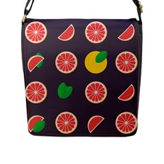 Wild Textures Grapefruits Pattern Lime Orange Flap Messenger Bag (l) 