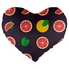 Wild Textures Grapefruits Pattern Lime Orange Large 19  Premium Flano Heart Shape Cushions