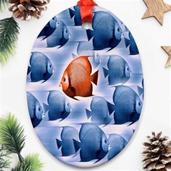 Swim Fish Oval Ornament (two Sides) by Mariart