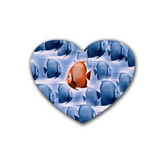 Swim Fish Rubber Coaster (heart)  by Mariart