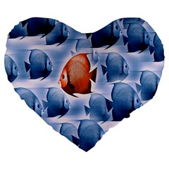 Swim Fish Large 19  Premium Heart Shape Cushions by Mariart