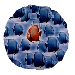 Swim Fish Large 18  Premium Flano Round Cushions