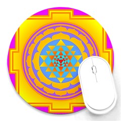 Triangle Orange Pink Round Mousepads