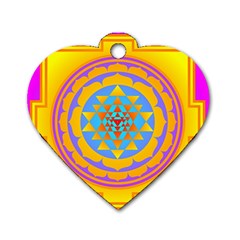 Triangle Orange Pink Dog Tag Heart (two Sides)