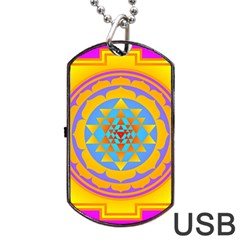 Triangle Orange Pink Dog Tag Usb Flash (two Sides)