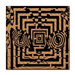 Wooden Cat Face Line Arrow Mask Plaid Tile Coasters Front