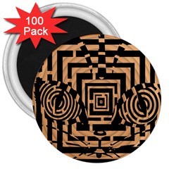 Wooden Cat Face Line Arrow Mask Plaid 3  Magnets (100 Pack) by Mariart