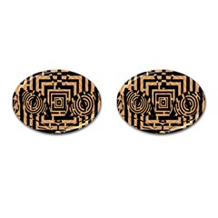 Wooden Cat Face Line Arrow Mask Plaid Cufflinks (oval) by Mariart