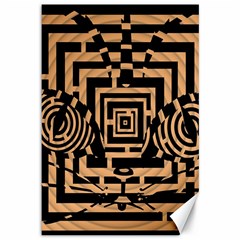 Wooden Cat Face Line Arrow Mask Plaid Canvas 12  X 18   by Mariart