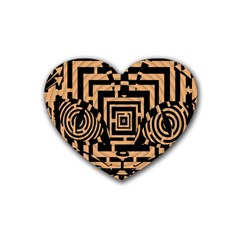 Wooden Cat Face Line Arrow Mask Plaid Heart Coaster (4 Pack) 