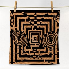 Wooden Cat Face Line Arrow Mask Plaid Face Towel by Mariart