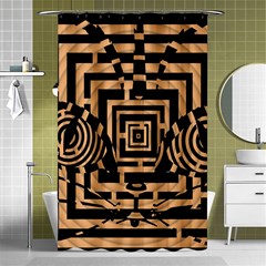 Wooden Cat Face Line Arrow Mask Plaid Shower Curtain 48  X 72  (small)  by Mariart