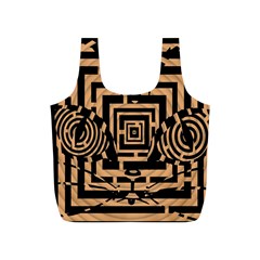 Wooden Cat Face Line Arrow Mask Plaid Full Print Recycle Bags (s)  by Mariart