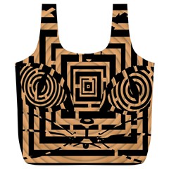 Wooden Cat Face Line Arrow Mask Plaid Full Print Recycle Bags (l)  by Mariart