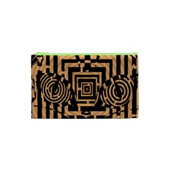 Wooden Cat Face Line Arrow Mask Plaid Cosmetic Bag (xs) by Mariart