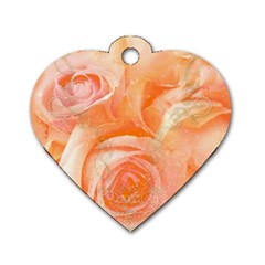 Flower Power, Wonderful Roses, Vintage Design Dog Tag Heart (one Side) by FantasyWorld7