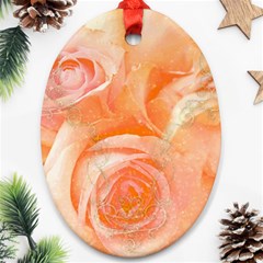 Flower Power, Wonderful Roses, Vintage Design Ornament (oval) by FantasyWorld7