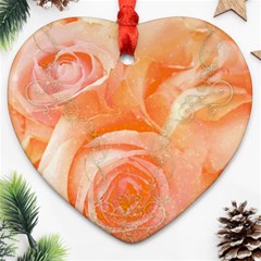 Flower Power, Wonderful Roses, Vintage Design Ornament (heart) by FantasyWorld7