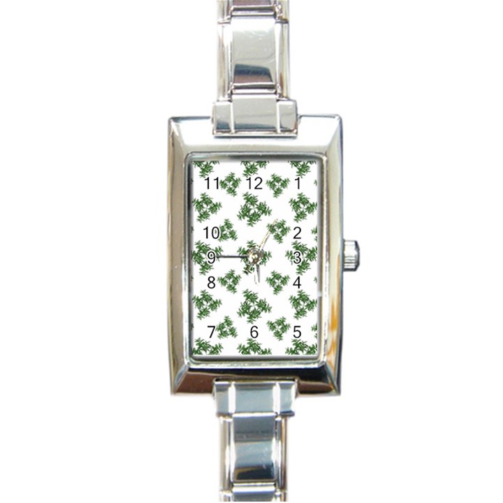 Nature Motif Pattern Design Rectangle Italian Charm Watch