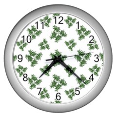 Nature Motif Pattern Design Wall Clocks (silver)  by dflcprints