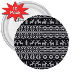 Xmas Pattern 3  Buttons (10 Pack)  by Valentinaart