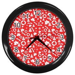 Xmas Pattern Wall Clocks (black) by Valentinaart