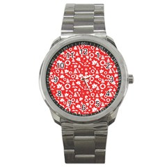 Xmas Pattern Sport Metal Watch by Valentinaart