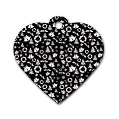 Xmas Pattern Dog Tag Heart (one Side) by Valentinaart