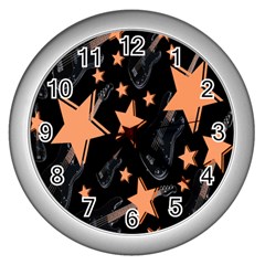 Guitar Star Rain Wall Clocks (silver)  by SpaceyQT