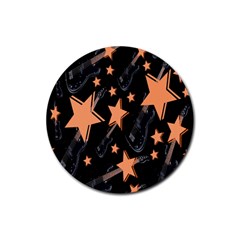 Guitar Star Rain Rubber Coaster (round)  by SpaceyQT