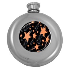 Guitar Star Rain Round Hip Flask (5 Oz) by SpaceyQT