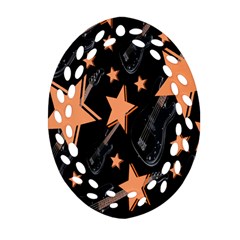 Guitar Star Rain Ornament (oval Filigree) by SpaceyQT