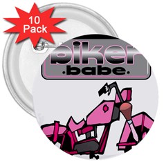 Biker Babe 3  Buttons (10 Pack)  by SpaceyQT