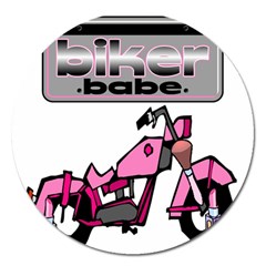 Biker Babe Magnet 5  (round) by SpaceyQT