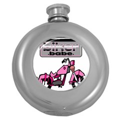 Biker Babe Round Hip Flask (5 Oz) by SpaceyQT