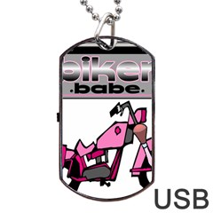 Biker Babe Dog Tag Usb Flash (two Sides) by SpaceyQT