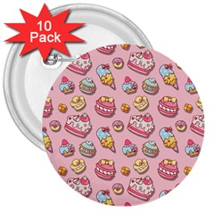 Sweet Pattern 3  Buttons (10 Pack)  by Valentinaart