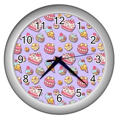 Sweet Pattern Wall Clocks (silver)  by Valentinaart