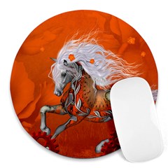 Steampunk, Wonderful Wild Steampunk Horse Round Mousepads by FantasyWorld7