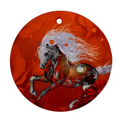 Steampunk, Wonderful Wild Steampunk Horse Ornament (round) by FantasyWorld7