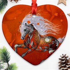 Steampunk, Wonderful Wild Steampunk Horse Ornament (heart) by FantasyWorld7