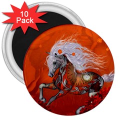 Steampunk, Wonderful Wild Steampunk Horse 3  Magnets (10 Pack)  by FantasyWorld7